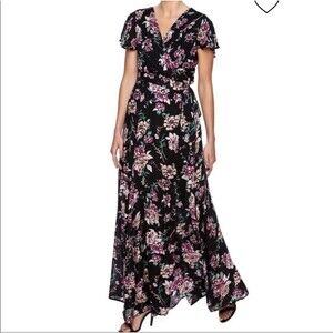 Patrons of Peace floral wrap maxi dress size small